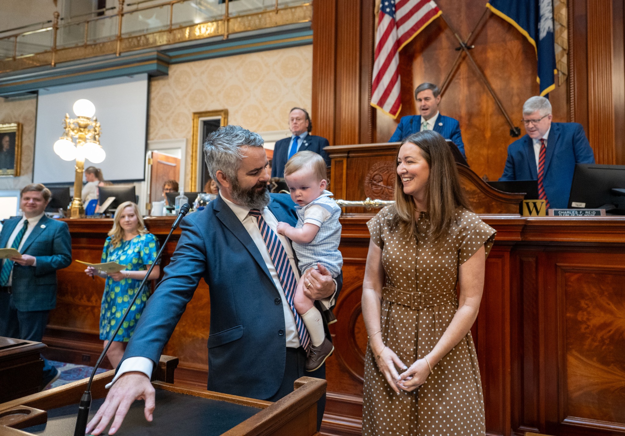 Micah Caskey with his family at the South Carolina State House